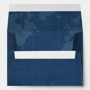 Nautical Navy Blue & White Vintage Compass Wedding Envelope
