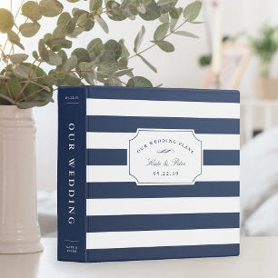 Navy and White Classic Stripe Wedding Planning Binder