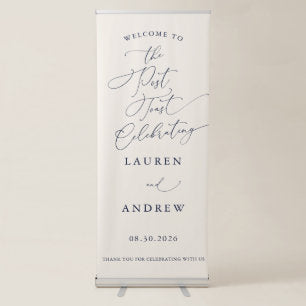Navy Blue Cream Minimal Welcome to the Post Toast Retractable Banner