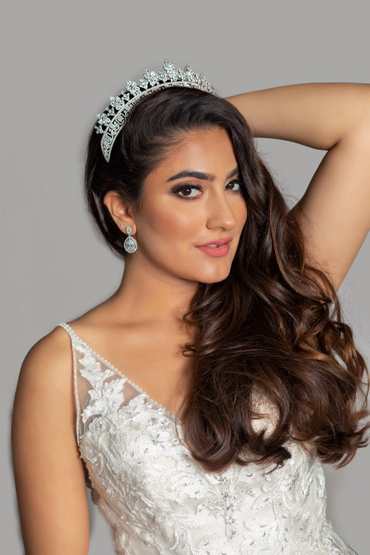 Bijou Luxurious Swarovski Bridal Crown With Micro Cubic Zirconia