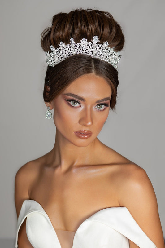 Carina Swarovski & Pearls Bridal Crown, Wedding Tiara