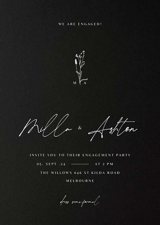 Night Bloom Engagement Invitations by Shab M.