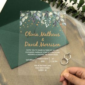Night String Lights With Greenery Designs Acrylic Wedding Invitations CA047