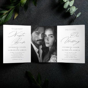 Nuestra Boda English Spanish Bilingual Wedding Tri-Fold Invitation