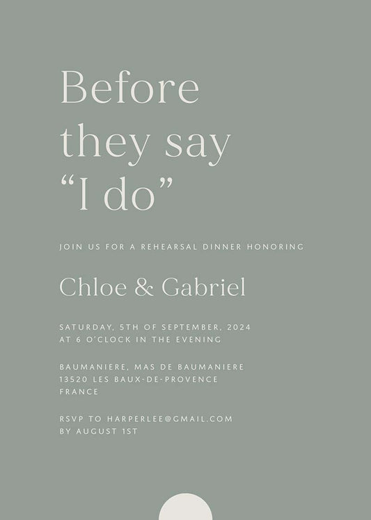 Oliva Wedding Rehearsal Invitation by Haley J.