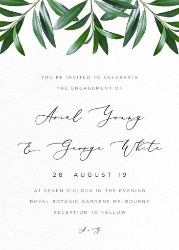 Olive Engagement Invitations by Stella M.