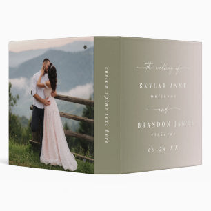 Ombre Green & Light Pink Wedding Photo Album 3 Ring Binder