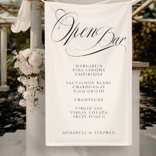 Open Bar! Modern, Calligraphy, Beige Banner