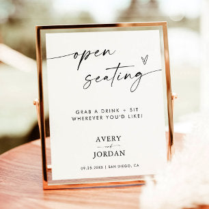 Open Seating Sign Modern Minimalist Wedding Sign