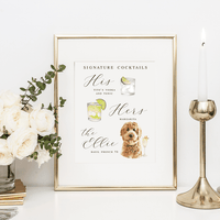 His and Hers Wedding Bar Menu Print - Pets