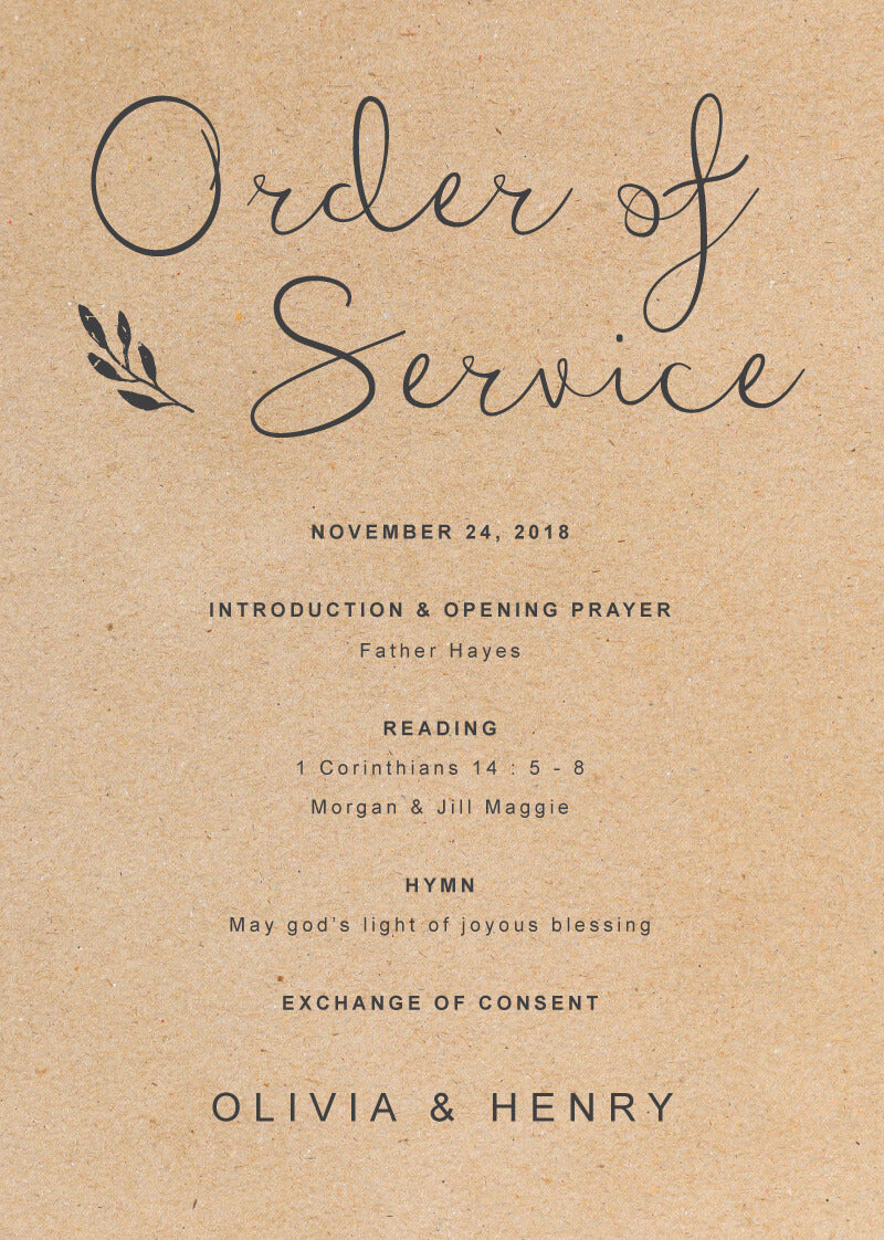 Charcoal Rustic Wedding Program by Amelia S.