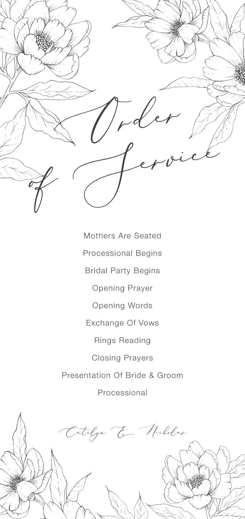 Graphite Blooms Wedding Program by Nicole C.