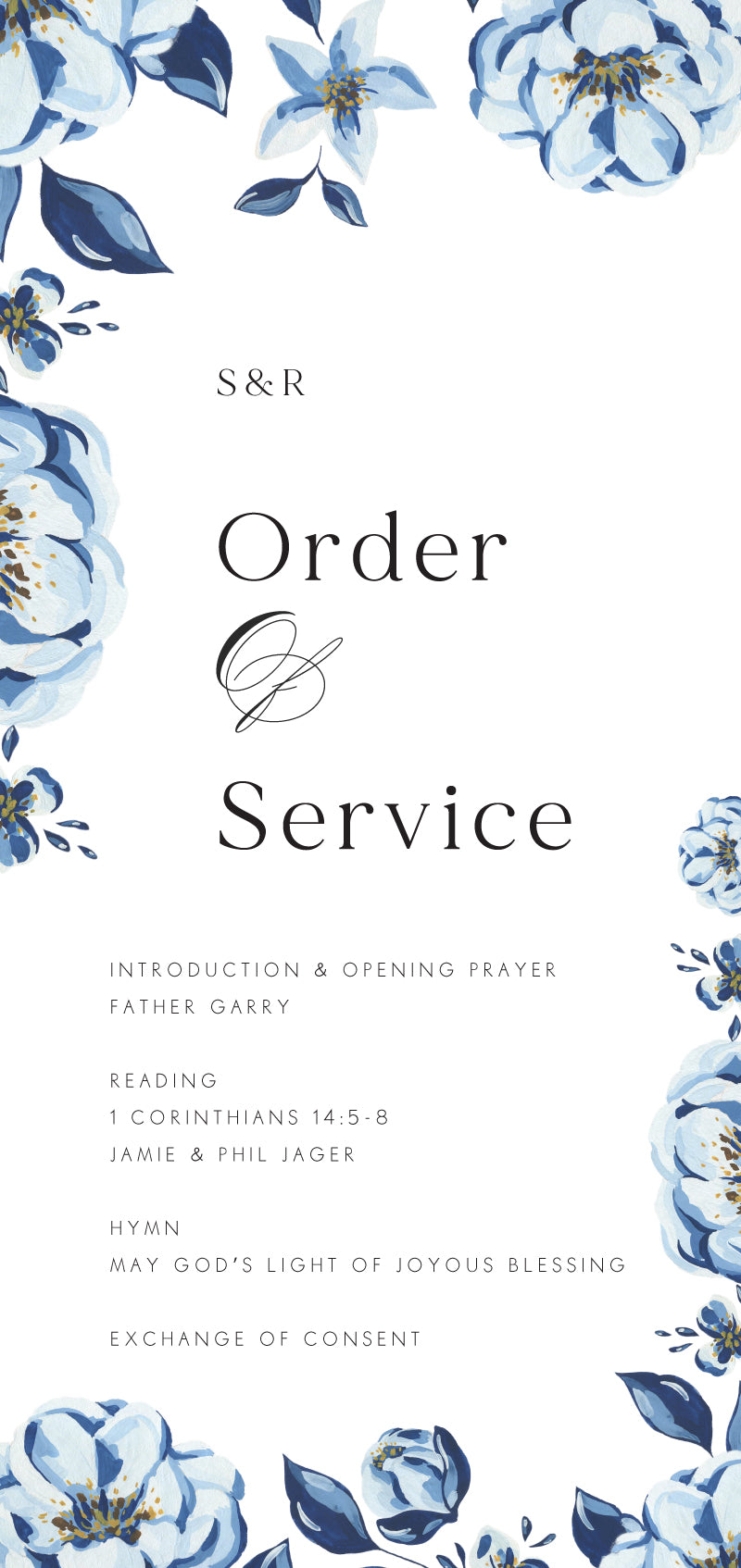 Blue Acrylic Floral Wedding Program by Joy