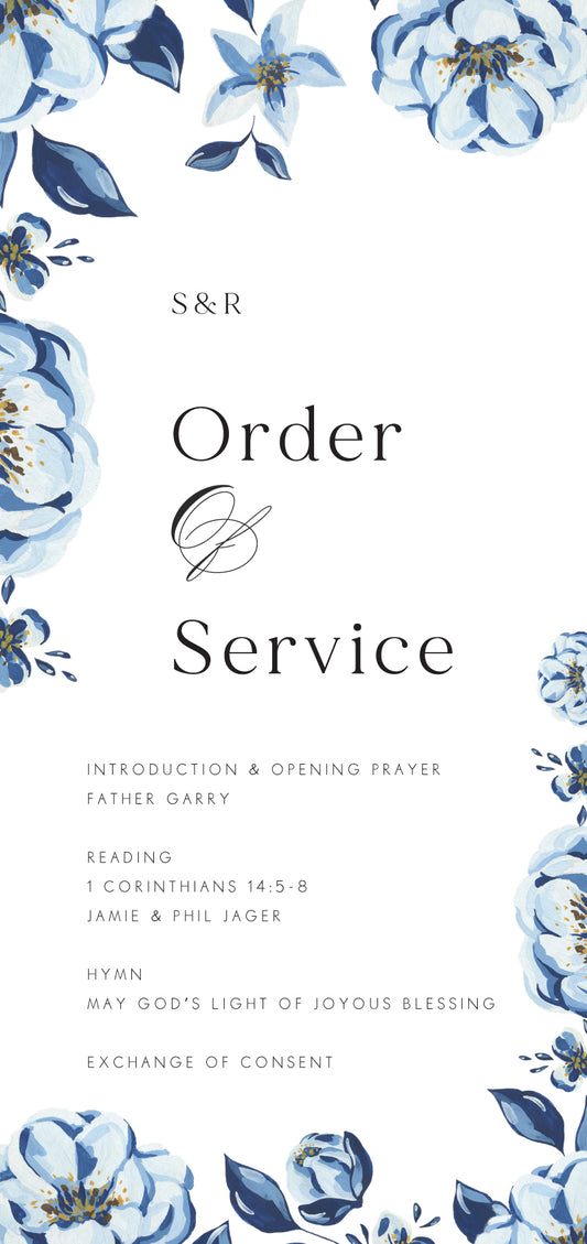 Blue Acrylic Floral Wedding Program by Joy