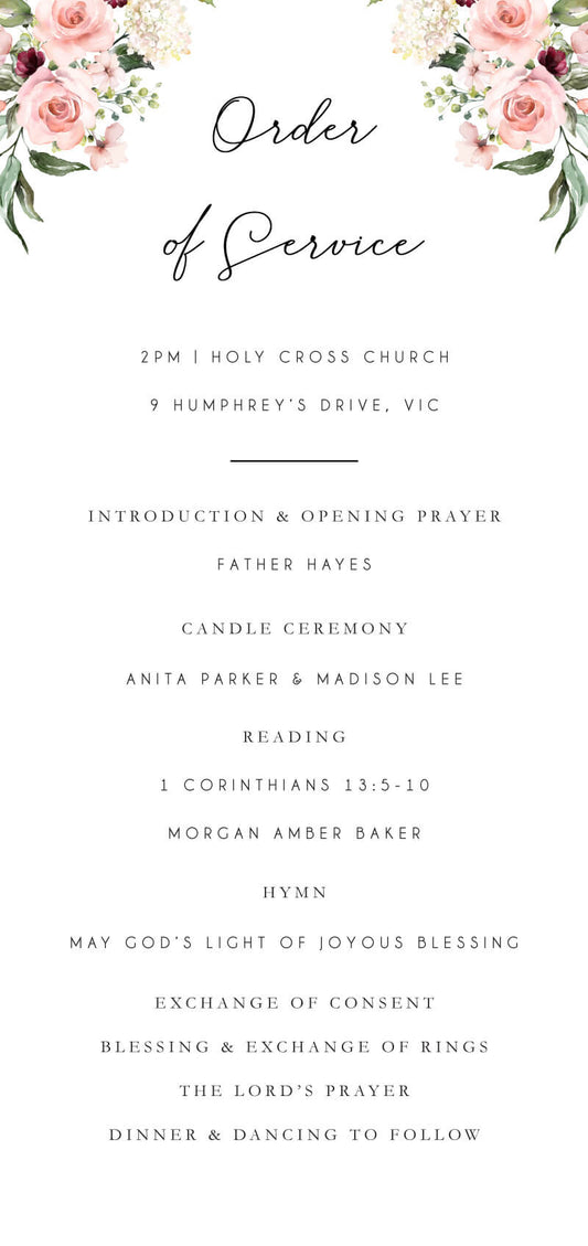 Burnt Butter Cakes Wedding Program by Burnt Butter