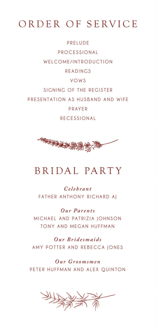 Winter Fire Wedding Program by Jamie L.