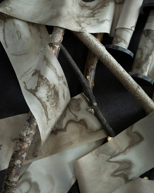 Original Eco-Print Woodgrain Walnut Silk Ribbon