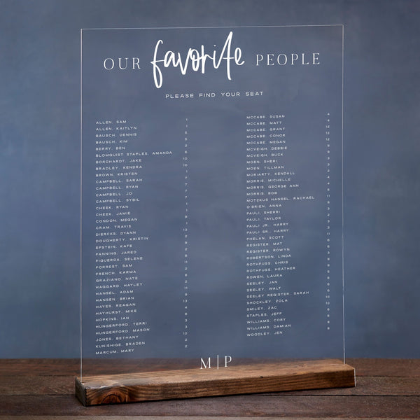 Our Favorite People Acrylic Seating Chart
