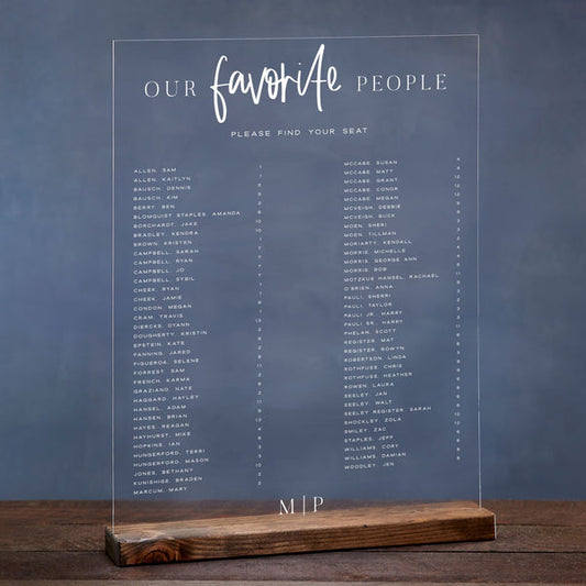 Our Favorite People Acrylic Seating Chart