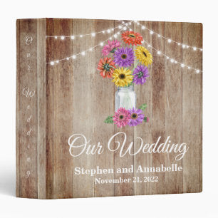 Our Wedding Album Binder Rustic Gerber Daisy