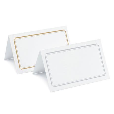 50pcs 2" x 3 ¼" Tent Place Cards with Simple Borders - Metallics