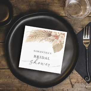 Pampas Grass Dried Palm Bridal Shower Napkins