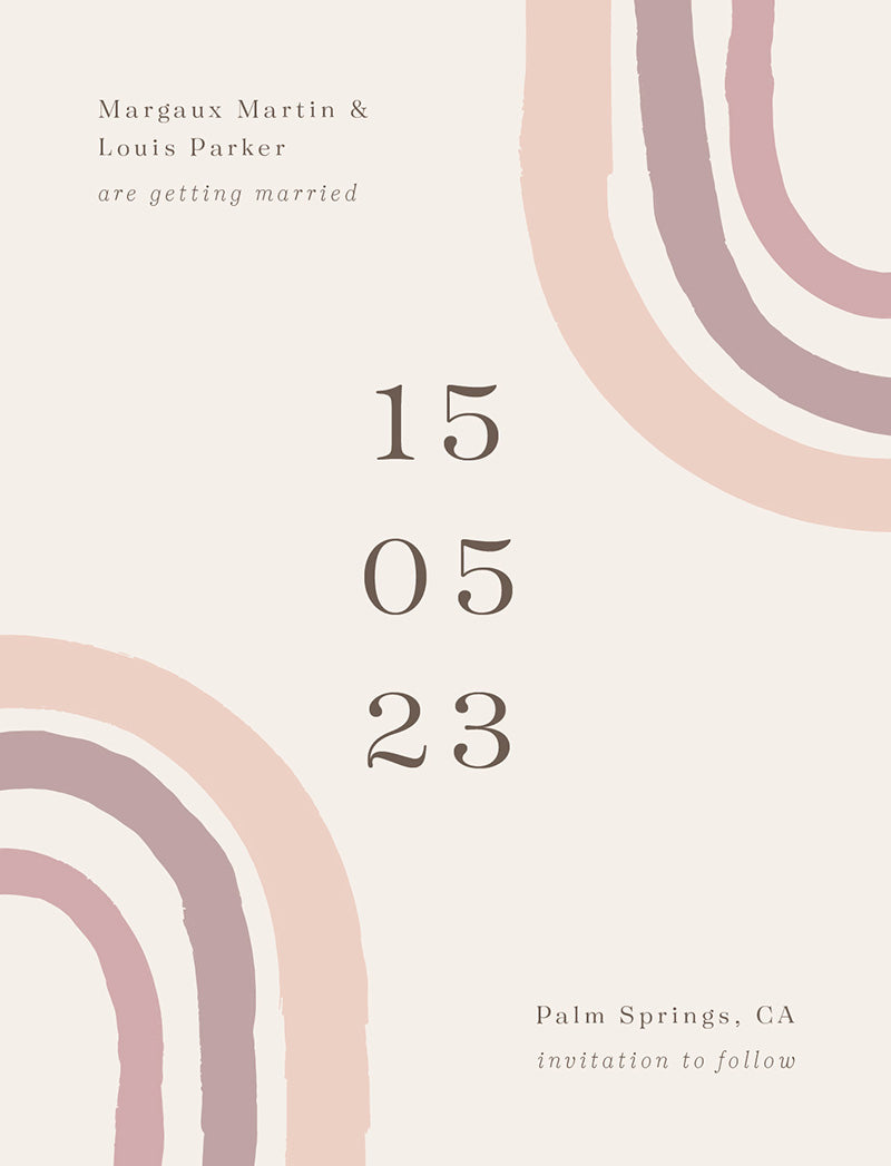 Pastel Rainbow Save The Date Cards by Putri N.