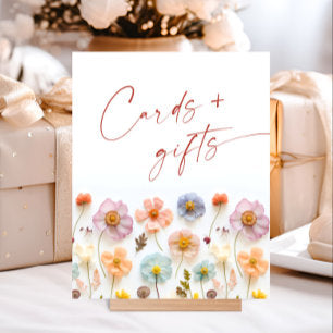 Pastel Pink Bohemian Wildflowers Cards and Gifts Poster