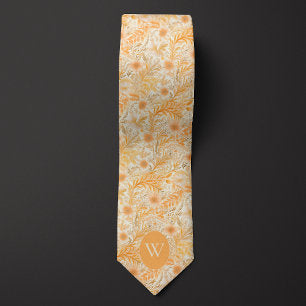 Peach and Cream Floral Neck Tie