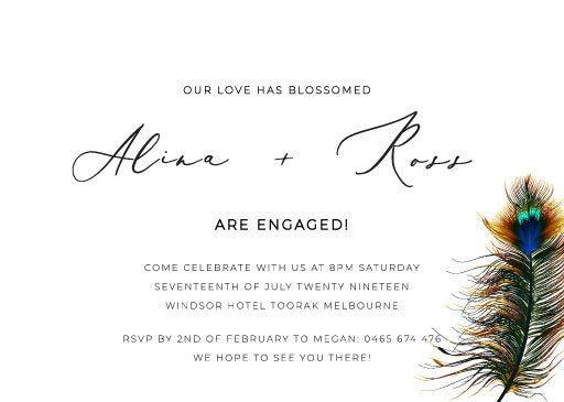 Peacock Blue Engagement Invitations by Stella M.