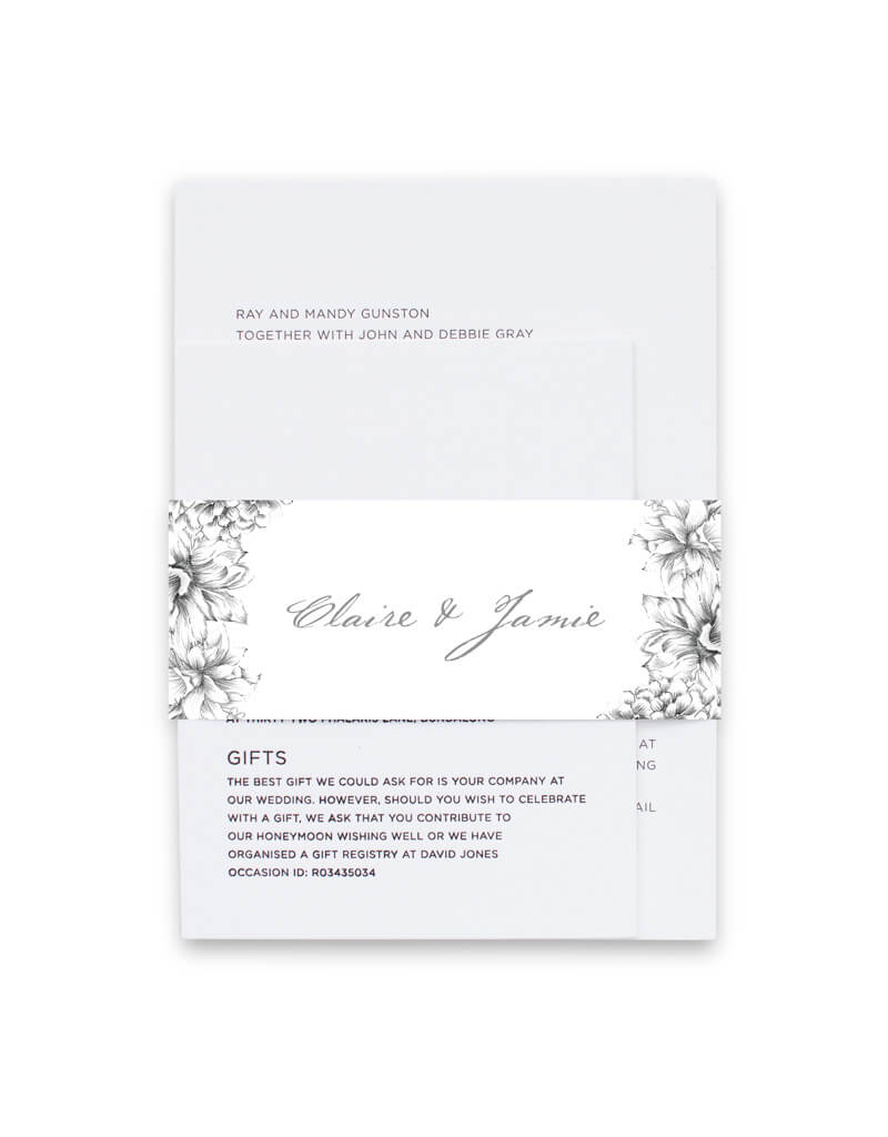 Pencil Floral Crown Invitation Belly Band by Joy