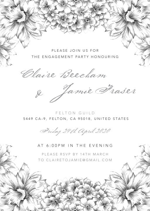 Pencil Floral Crown Engagement Invitations by Joy