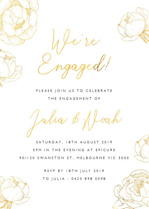 Peony Bloom Engagement Invitations by Amber B.
