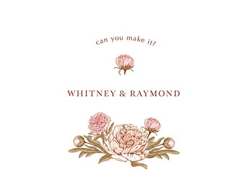 Peony Woodcut Modern RSVP Cards by Joy