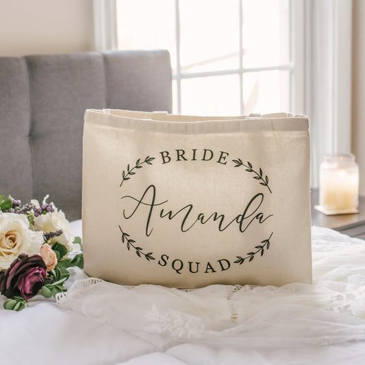 Personalized Bride Squad Bridesmaid Tote Bag