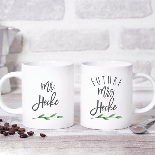 Personalized Future Mr & Mrs Mug Set