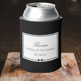 Personalized Classic Bowtie Father of the Groom Can Cooler
