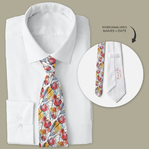 Personalized Watercolor Tulip Neck Tie