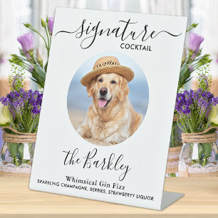 Pet Dog Wedding Signature Cocktail Custom Photo Pedestal Sign