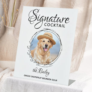Pet Wedding Signature Drinks Dog Bar Cocktail Pedestal Sign