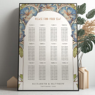 Petunias Seating Chart Vintage Wedding Art Nouveau Foam Board