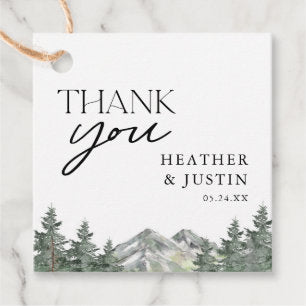 Pine Tree Mountain Wedding Thank You Favor Tags