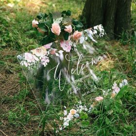 Pink and blush floral welcome to our wedding acrylic welcome sign CS053
