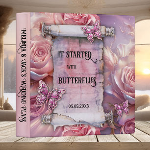Pink Bohemian Butterflies Wedding Plans Binder