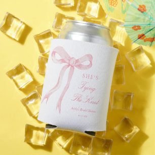 Pink Bow She's Tying The Knot Bridal Shower Favors Can Cooler