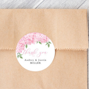 Pink Hydrangea Customized Wedding Favor Classic Round Sticker