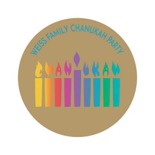 Colored Menorah Label Or Tag (More Color Options Available)