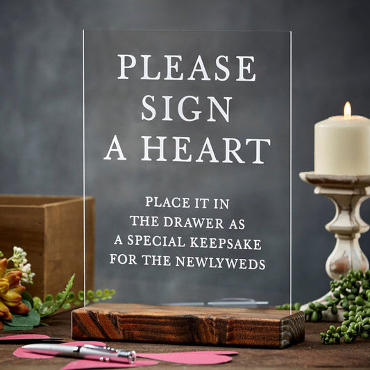 Please Sign A Heart Alternative Guestbook Acrylic Wedding Sign