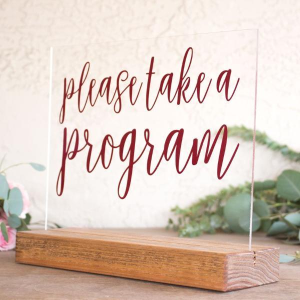 Please Take a Program Wedding Program Sign