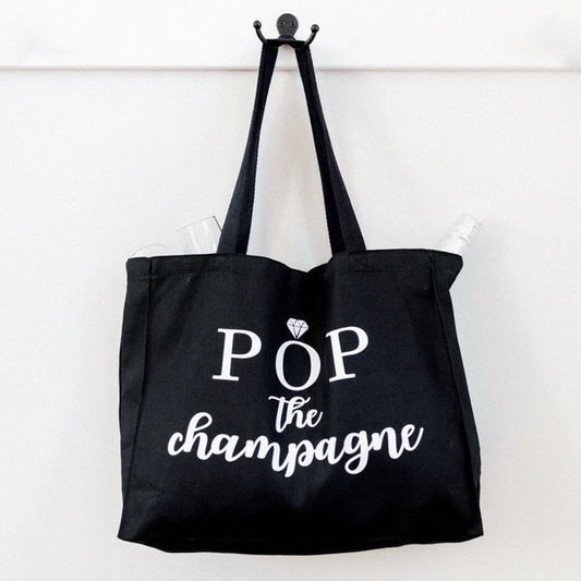 Pop The Champagne Celebratory Canvas Tote Bag